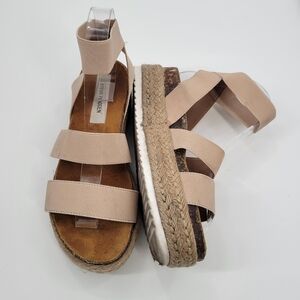 Steve Madden Women's 7 Kimmie Platform Sandals Beige Tan Strappy Espadrilles